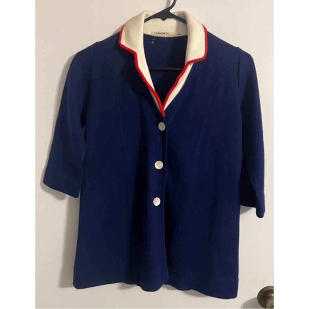 1950s Vintage I. Magnin Chanel?? Girls Red, white and blue knit Sweater